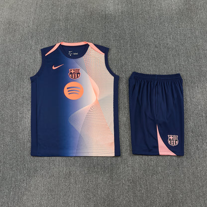 Barcelona Vest Set-Cream and Navy Blue