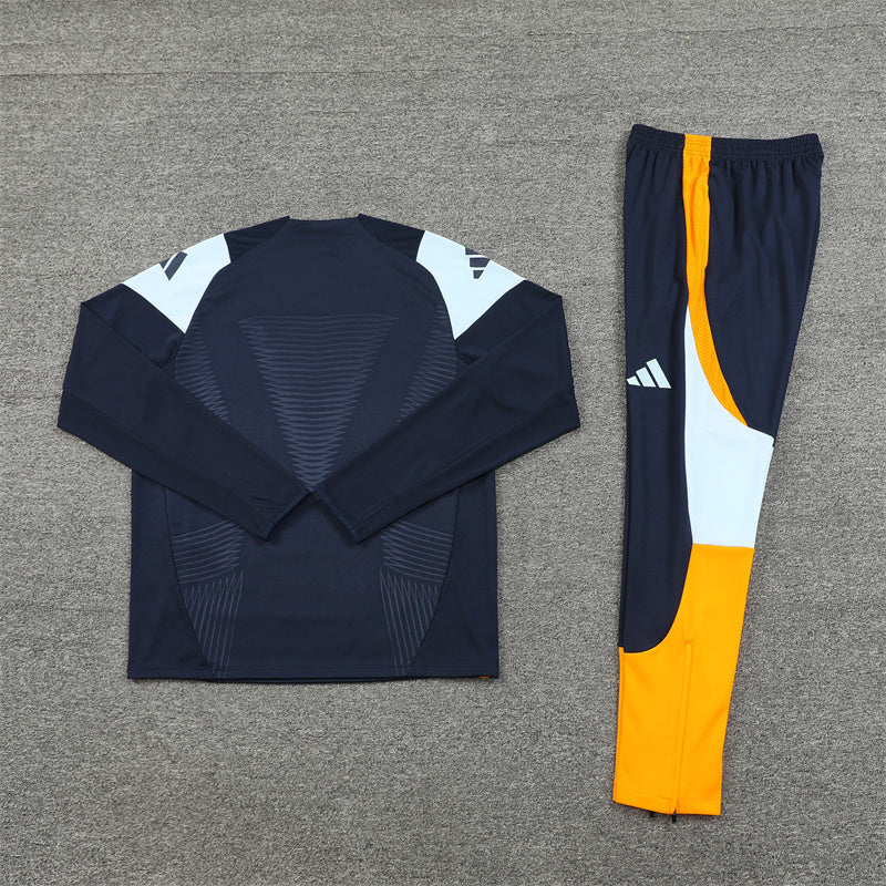 Real Madrid Tracksuit-White, Yellow and Navy Blue