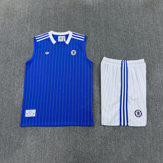 Chelsea Vest Set-Blue and White