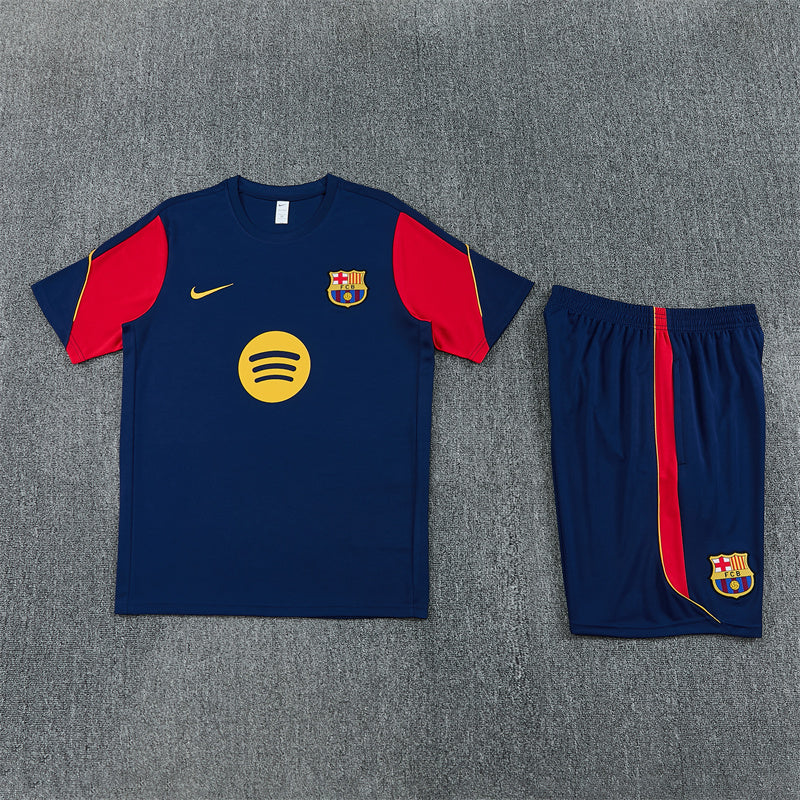Barcelona Shorts Set-Navy Blue and Red