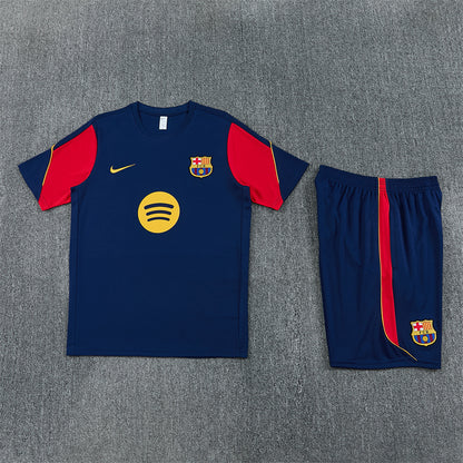 Barcelona Shorts Set-Navy Blue and Red