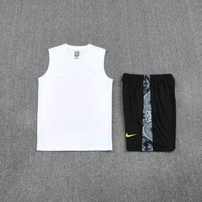 Brazil Vest Set-White and Black