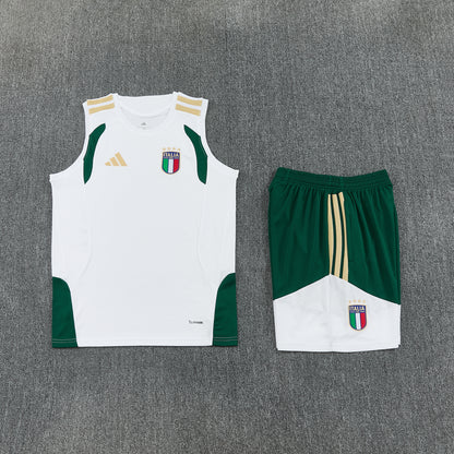 Italy Vest Set-White and Dark Green