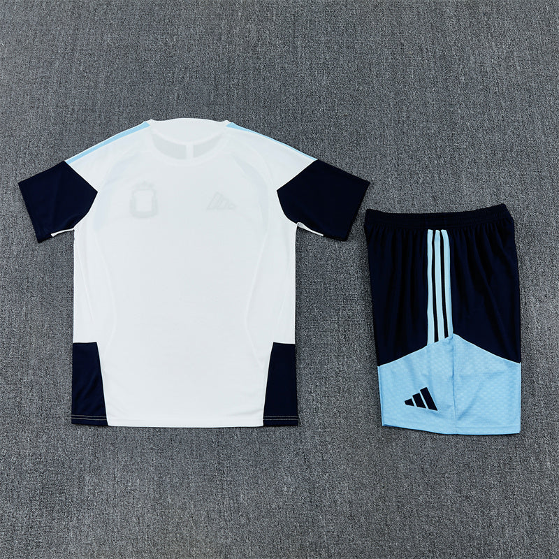 Argentina Shorts Set-White and Blue