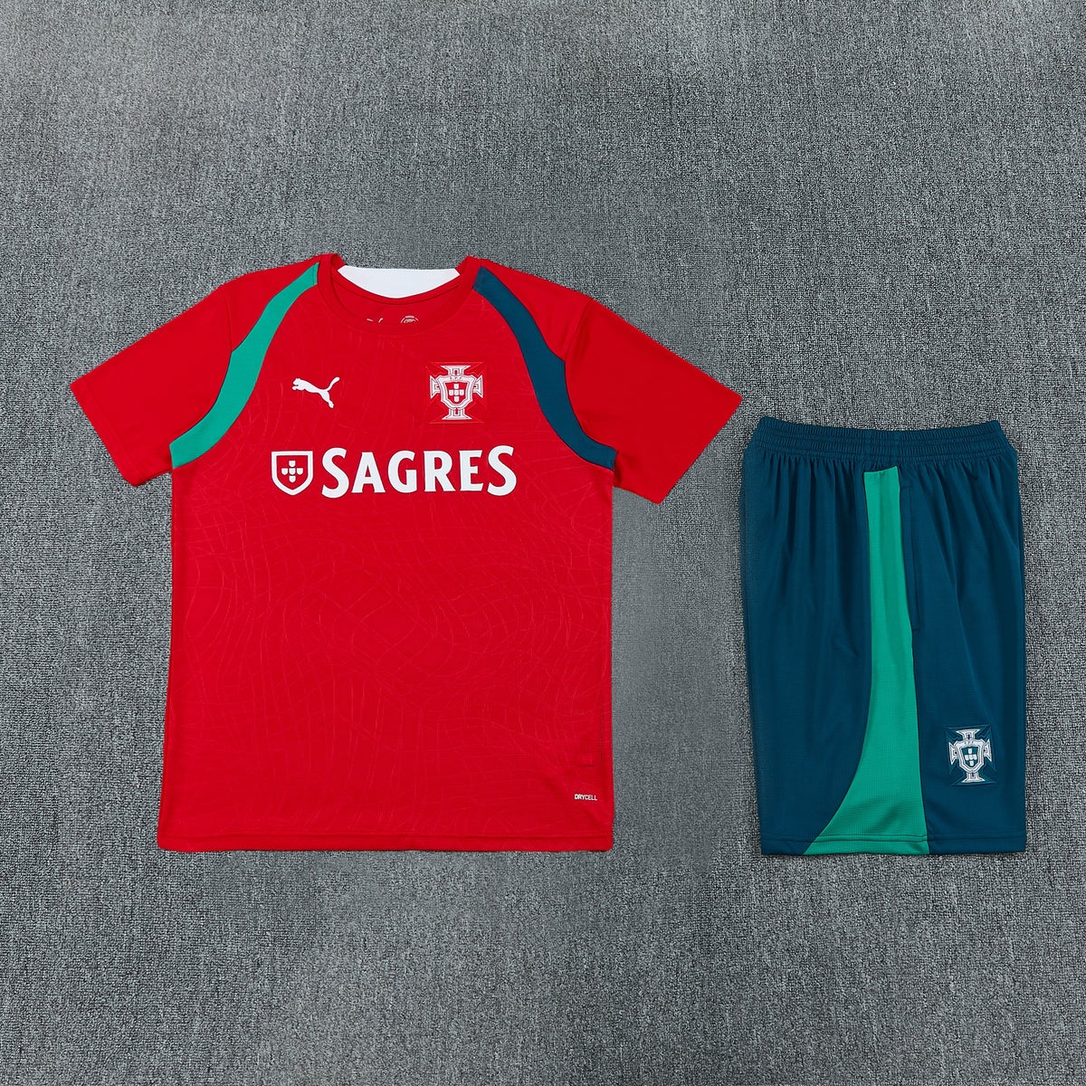 Portugal Shorts Set-Red and Dark Green