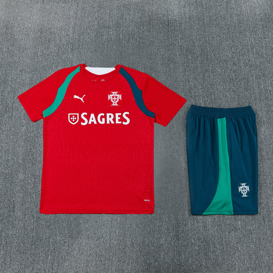 Portugal Shorts Set-Red and Dark Green