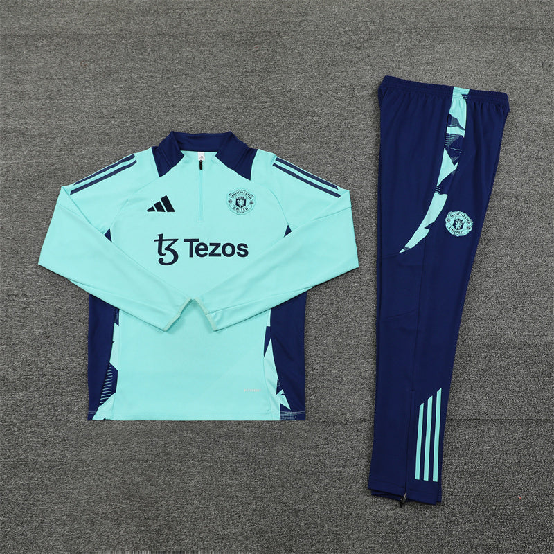 Manchester United Tracksuit-Light Blue and Navy Blue