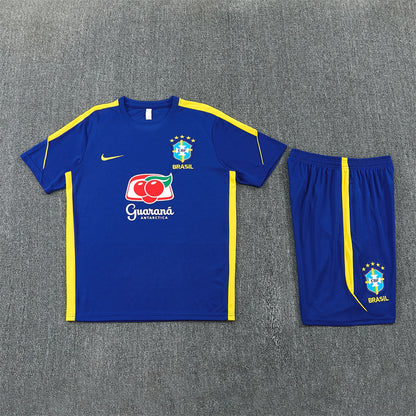 Brazil Shorts Set-Dark Blue and Yellow