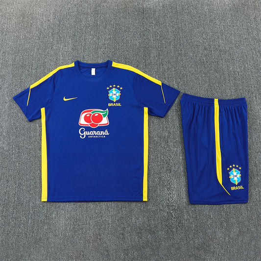 Brazil Shorts Set-Dark Blue and Yellow