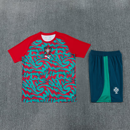 Portugal Shorts Set-Red, Green and Navy Blue