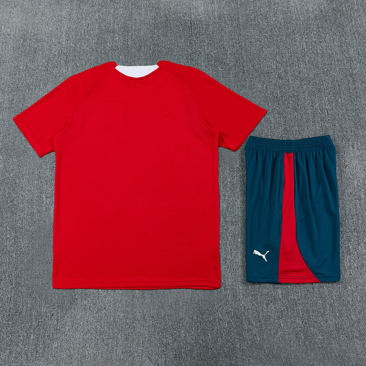 Portugal Shorts Set-Red and Dark Green