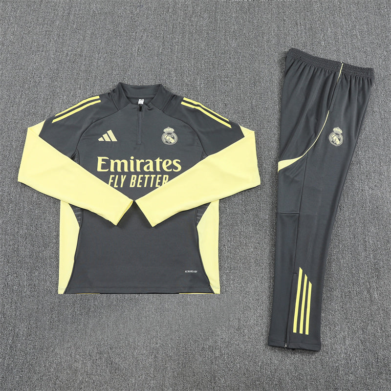 Real Madrid Tracksuit-Dark Grey and Yellow
