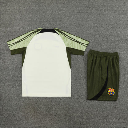 Barcelona Shorts Set-Cream and Dark Green