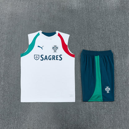 Portugal Vest Set-White and Navy Blue