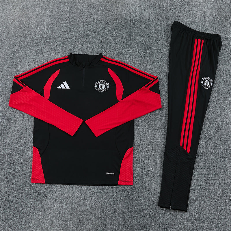 Manchester United Tracksuit-Black and Red
