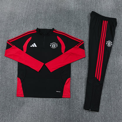 Manchester United Tracksuit-Black and Red
