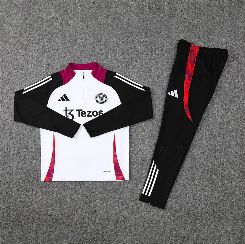 Manchester United Tracksuit-White and Black
