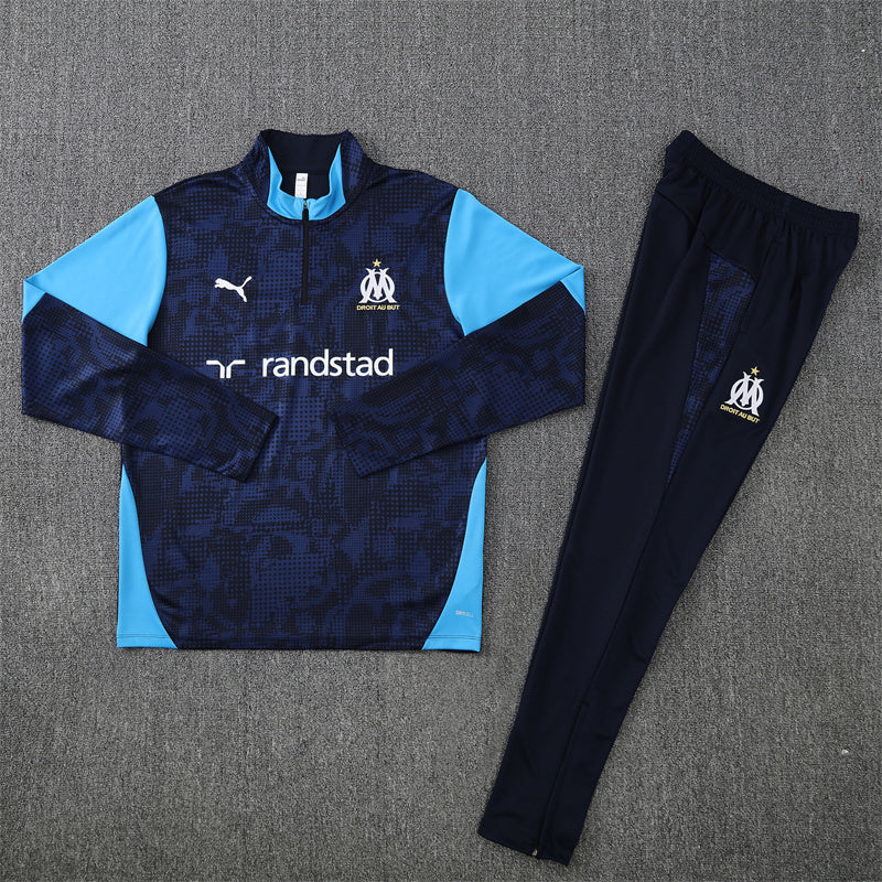 Olympique de Marseille Tracksuit-Navy Blue and Light Blue