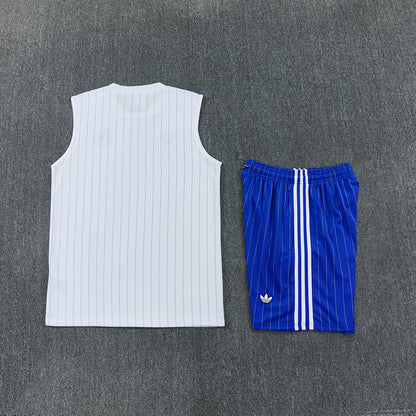 Chelsea Vest Set-White and Blue