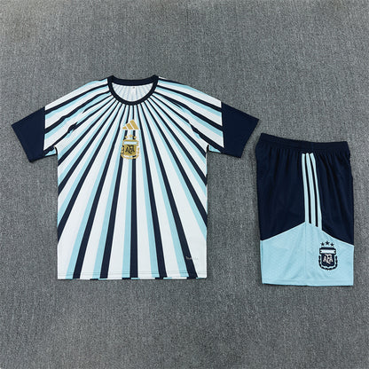 Argentina Shorts Set-White, Blue and Black