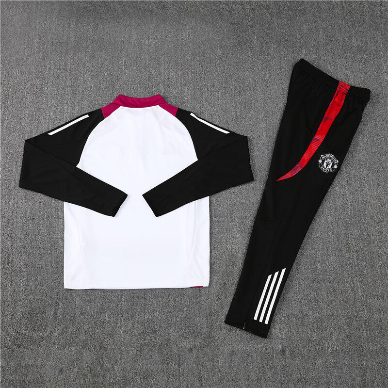 Manchester United Tracksuit-White and Black