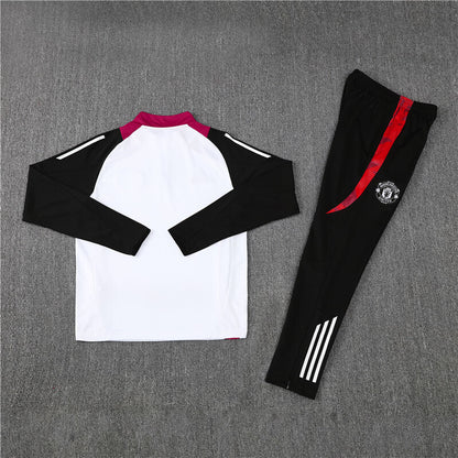 Manchester United Tracksuit-White and Black