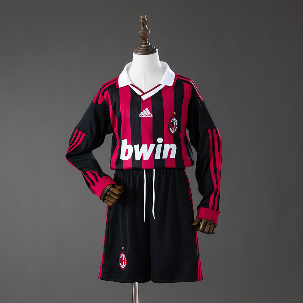 AC Milan 09/10 Home Retro Long Sleeve Kids Kit