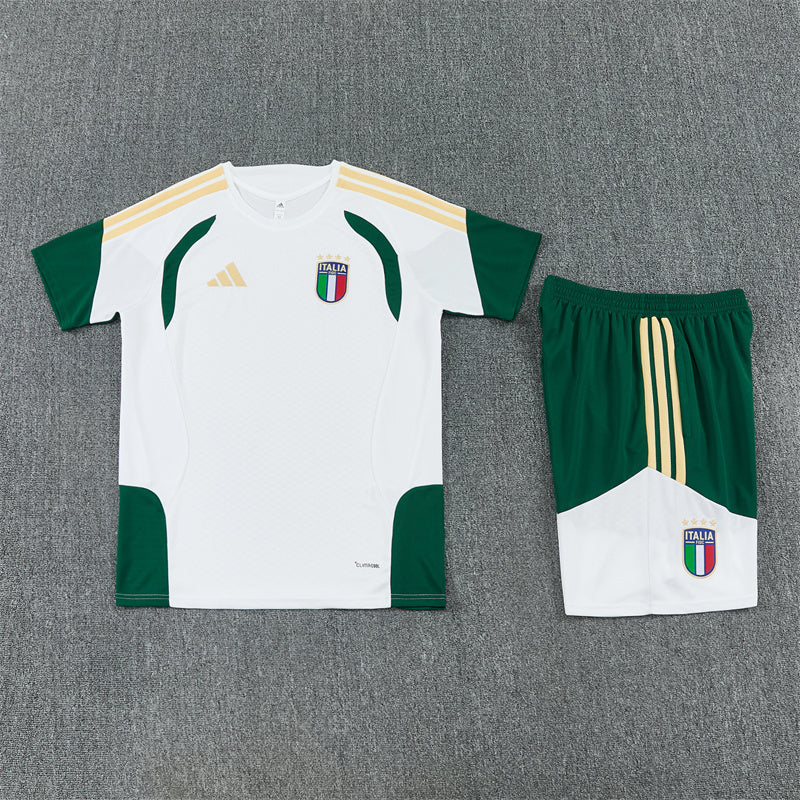 Italy Shorts Set-White and Dark Green