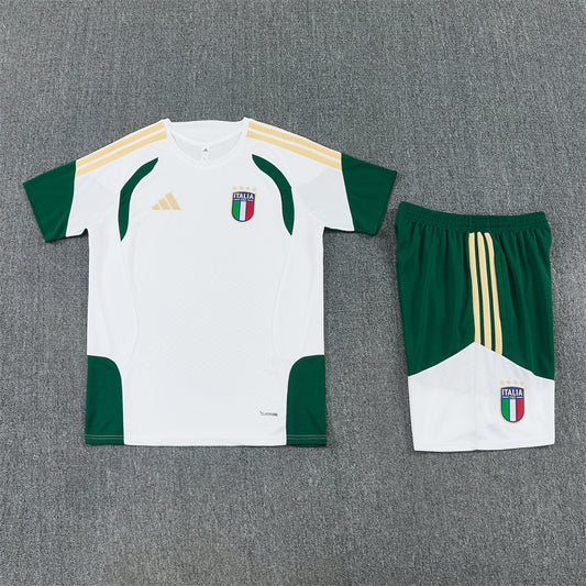 Italy Shorts Set-White and Dark Green