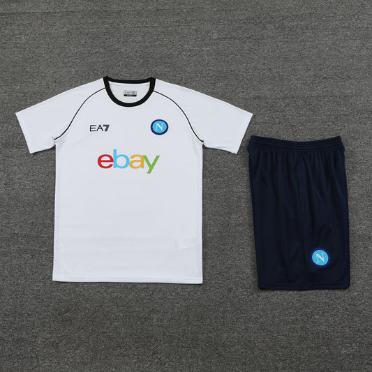 Napoli Shorts Set-White and Navy Blue