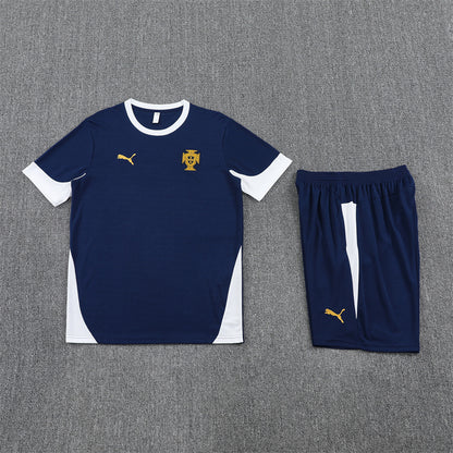 Portugal Shorts Set-Navy Blue and White