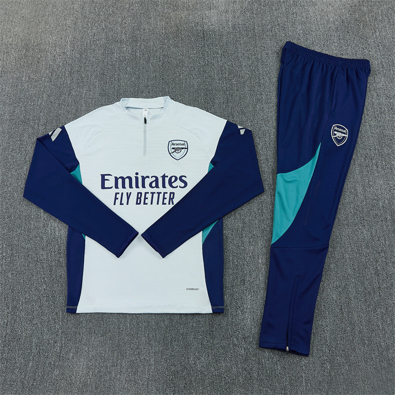 Arsenal Tracksuit-White and Navy Blue