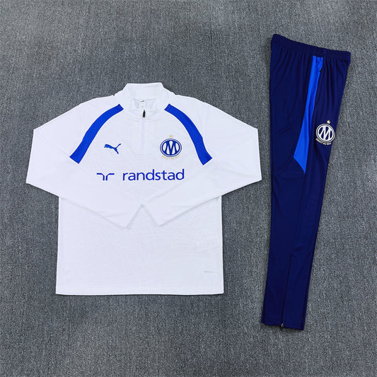 Olympique de Marseille Tracksuit-White and Navy Blue