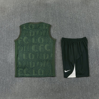 Chelsea Vest Set-Dark Green and Black