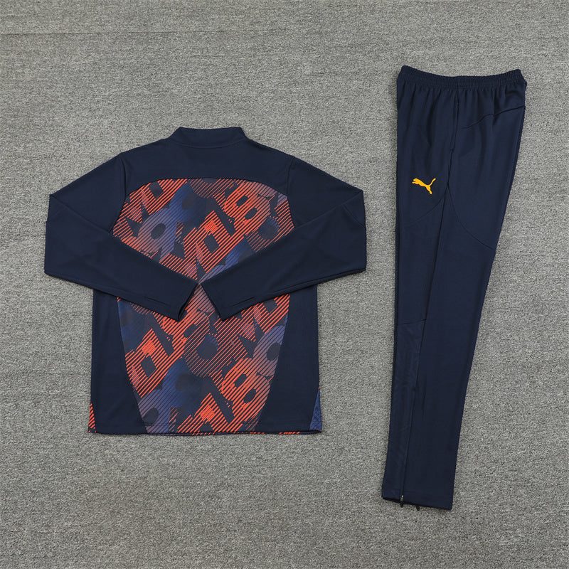 Olympique de Marseille Tracksuit-Brown and Navy Blue