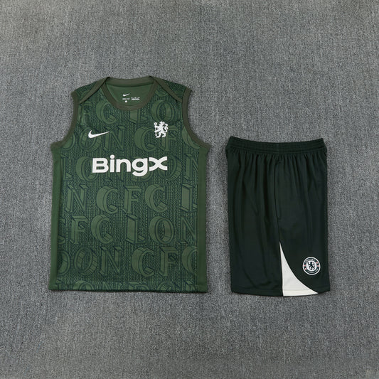 Chelsea Vest Set-Dark Green and Black