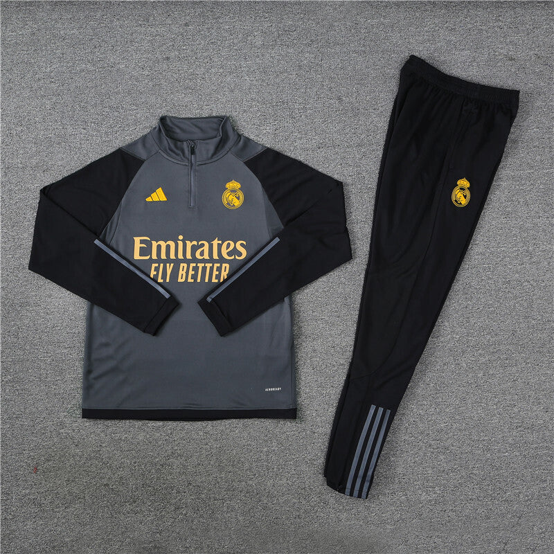 Real Madrid Tracksuit-Dark Grey and Black
