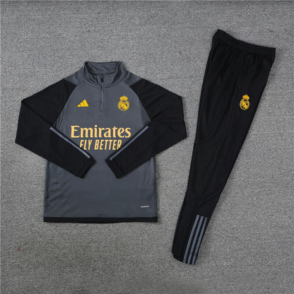 Real Madrid Tracksuit-Dark Grey and Black