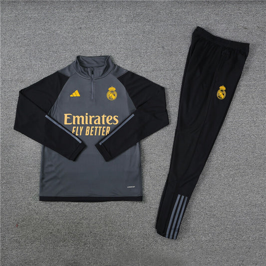 Real Madrid Tracksuit-Dark Grey and Black