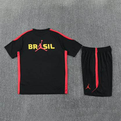 Brazil Shorts Set-Black and Red