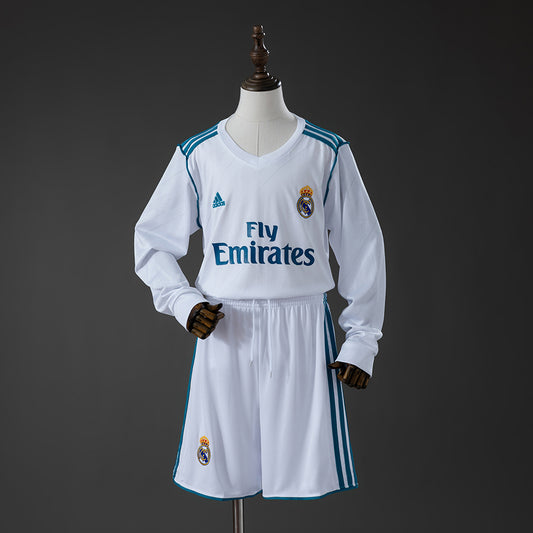 Real Madrid 17/18 Home Retro Long Sleeve Kids Kit