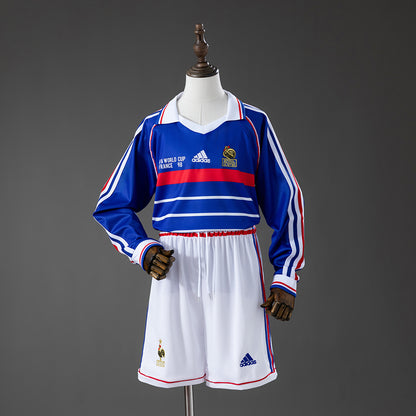 France 1998 Home Retro Long Sleeve Kids Kit