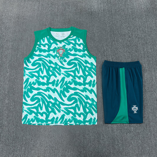 Portugal Vest Set-Green and Navy Blue