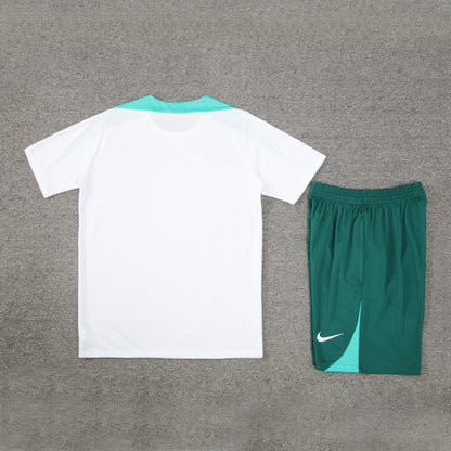 Portugal Shorts Set-White and Dark Green