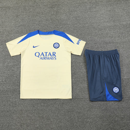 Inter Milan Shorts Set-Cream and Grey