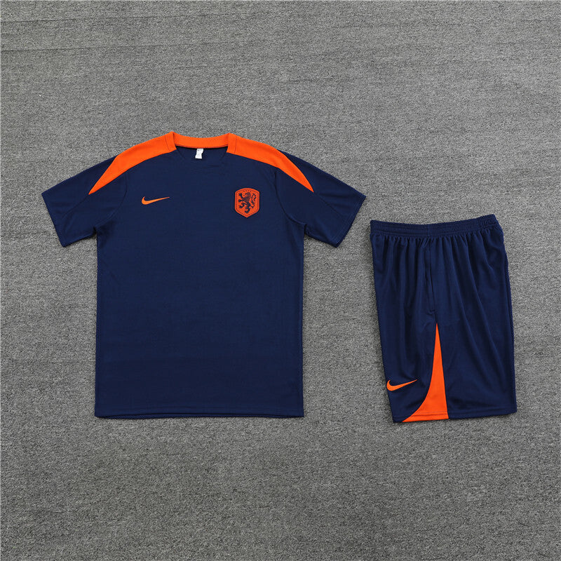Netherlands Shorts Set-Navy Blue and Orange