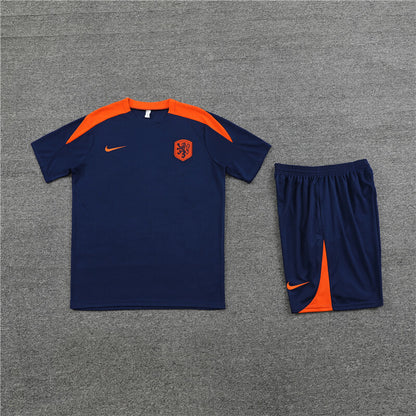 Netherlands Shorts Set-Navy Blue and Orange