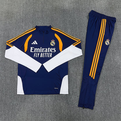 Real Madrid Tracksuit-Dark Blue and White