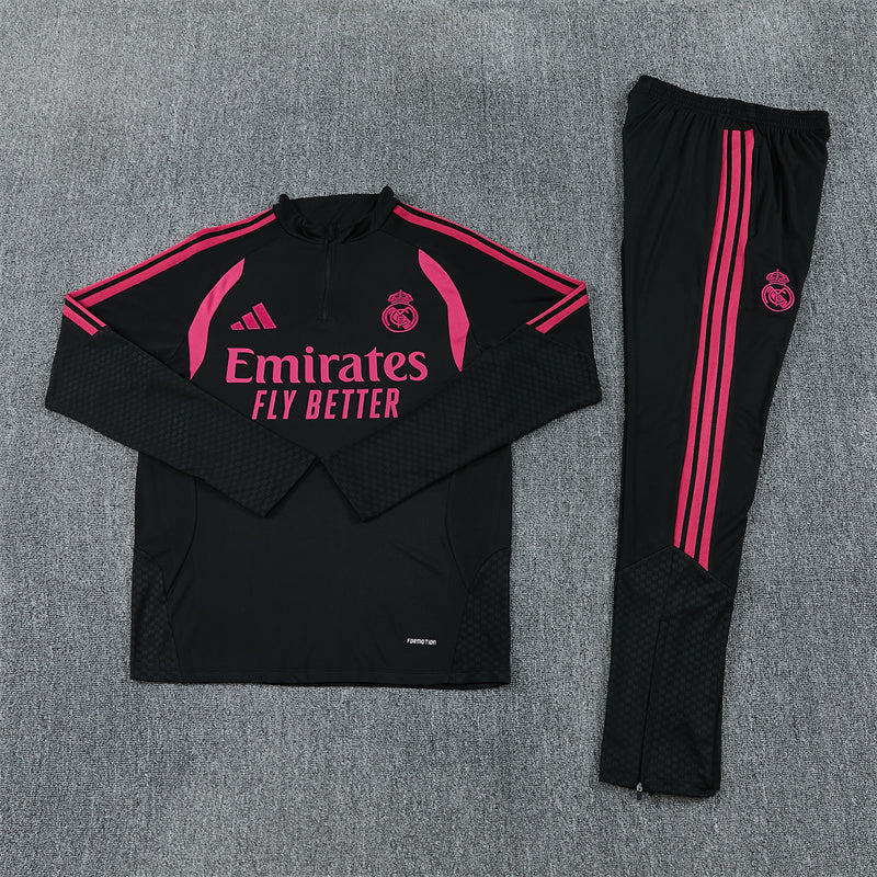 Real Madrid Tracksuit-Black and Pink