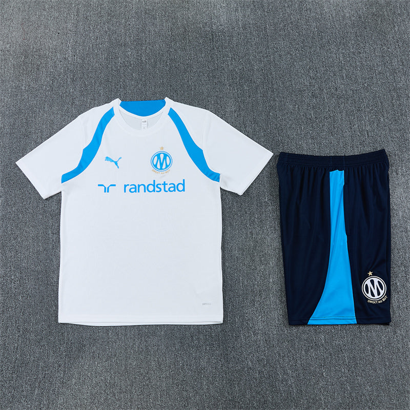 Olympique de Marseille Shorts Set-White and Navy Blue
